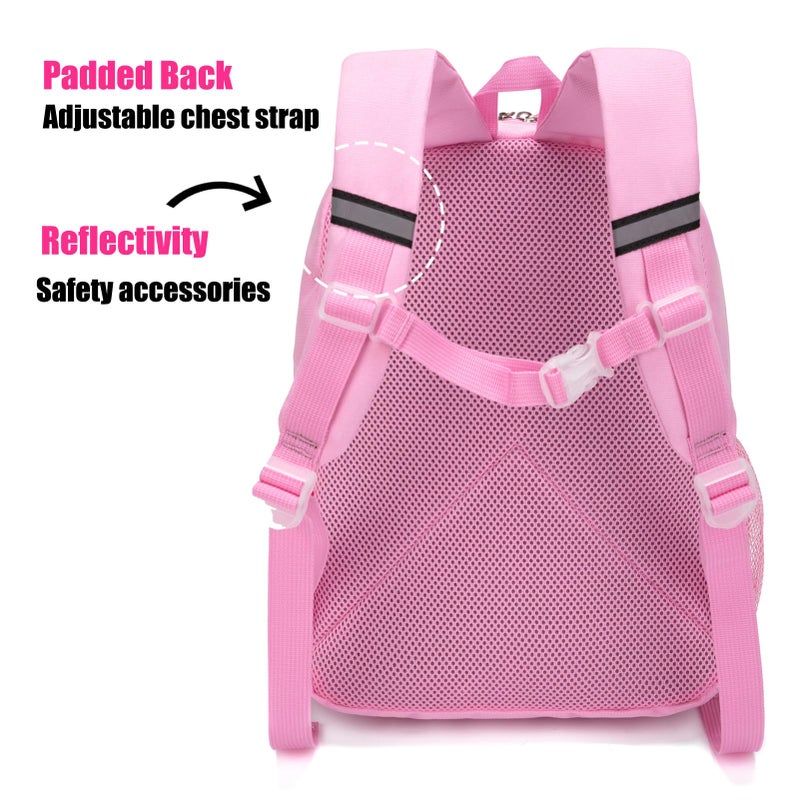 HawLander Little Kids Backpack for Boys or Girls, Toddler School Bag Fits 3 to 6 years old, Pink Blue, 15 Inch - Image 3